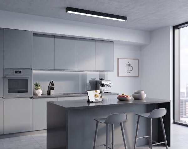 LED prisadené svietidlo/luster na lanku LED/44W/230V 6000K 120 cm čierna