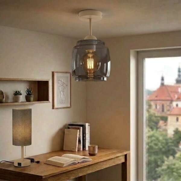 BRILAGI - LED Prisadený luster R GLASS 1xE27/60W/230V priemer 26 cm béžová/dymovo sivá