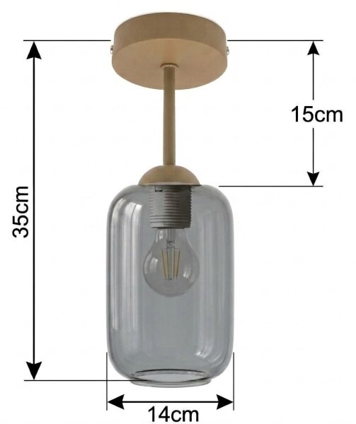 BRILAGI - LED Prisadený luster R GLASS 1xE27/60W/230V pr. 14 cm béžová/dymovo-sivá
