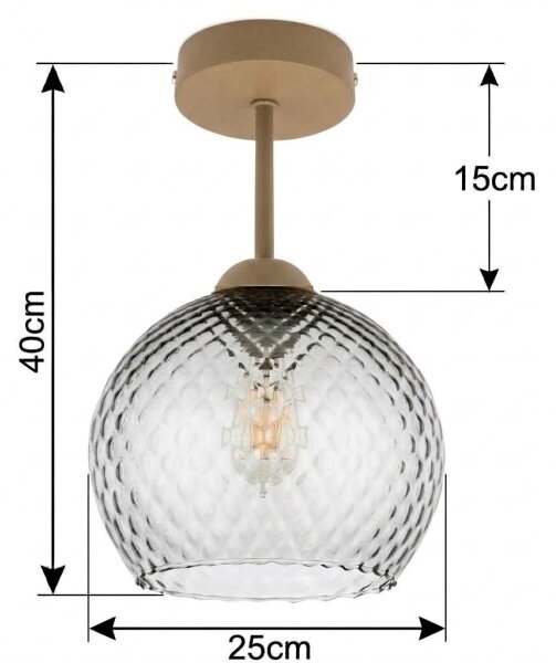 BRILAGI - LED Prisadený luster R GLASS 1xE27/60W/230V pr. 25 cm béžová/dymovo-šedá