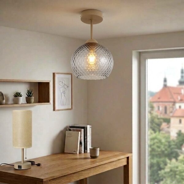 BRILAGI - LED Prisadený luster R GLASS 1xE27/60W/230V pr. 18 cm béžová/dymovo sivá