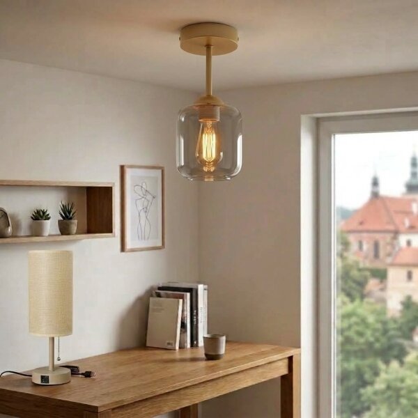 BRILAGI - LED Prisadený luster R GLASS 1xE27/60W/230V pr. 14 cm béžová/dymová sivá