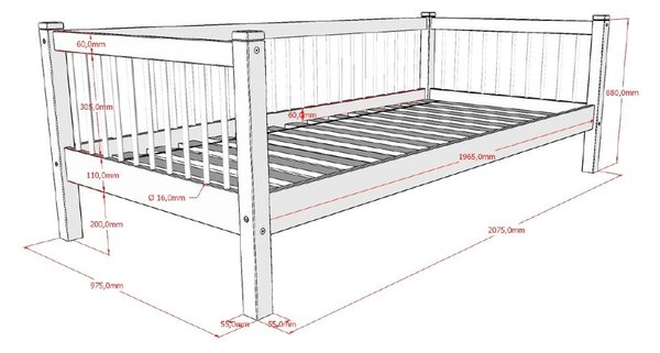 Biela detská posteľ z bukového dreva 90x200 cm Forrest – Vipack