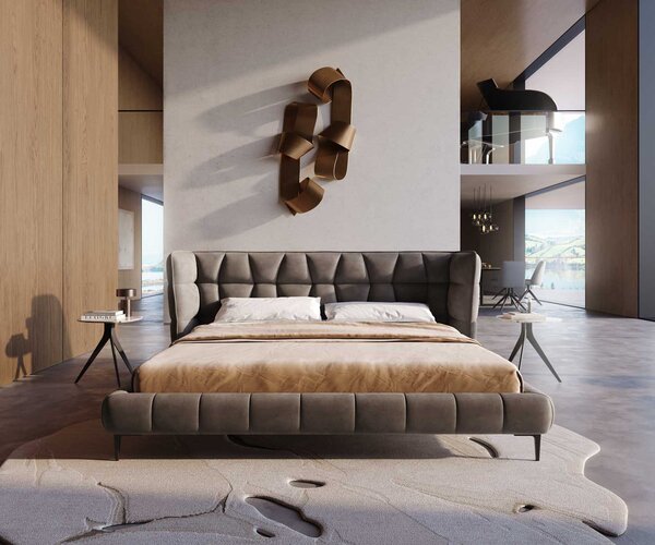 DELIFE Čalúnená posteľ Capujo 180x200 cm mikrovlákno taupe vintage