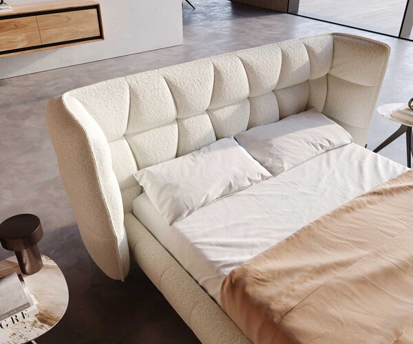 DELIFE Čalúnená posteľ Capujo 140x200 cm bouclé bielo-krémová