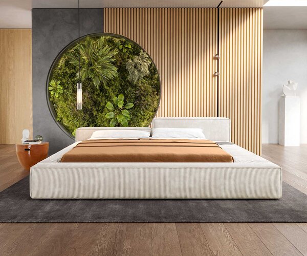 DELIFE Čalúnená posteľ Kalinea 180×200 cm manšester béžová