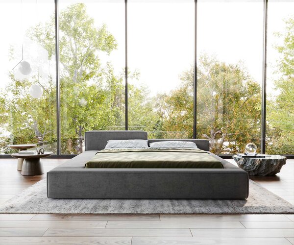 DELIFE Čalúnená posteľ Kalinea 180x200 cm mikrovlákno sivá