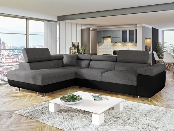 Mirjan24 Rohová rozkladacia pohovka Torezio, Dostupné poťahy: ekokoža Soft 11 (čierna) + Lux 06, Strana: ľavá 5903211079627