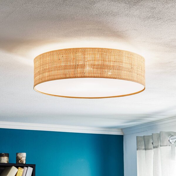 Eko-Light Stropné svietidlo Leano, svetlé drevo, ratan, Ø 50 cm, Svetlé drevo, Obývacia izba / jedáleň, Drevo, Závesné svietidlo