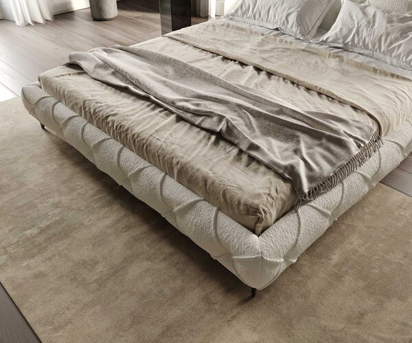 DELIFE Čalúnená posteľ Nayara 180x200 cm bouclé krémovo biela