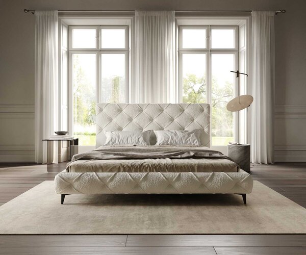 DELIFE Čalúnená posteľ Nayara 180x200 cm bouclé krémovo biela