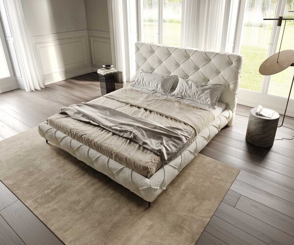 DELIFE Čalúnená posteľ Nayara 180x200 cm bouclé krémovo biela