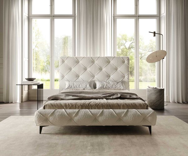 DELIFE Čalúnená posteľ Nayara 140x200 cm bouclé krémovo biela