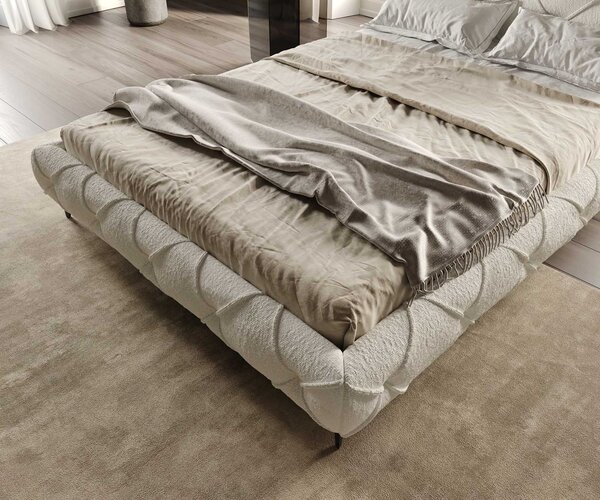 DELIFE Čalúnená posteľ Nayara 140x200 cm bouclé krémovo biela