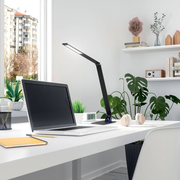 Stolová LED lampa Wasp, dotykový stmievač, čierna, Čierna, Pracovňa / Kancelária, kov, Moderný, Stolová lampa