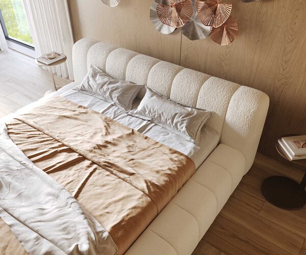DELIFE Čalúnená posteľ Cutio 180x200 cm bouclé krémovo biela