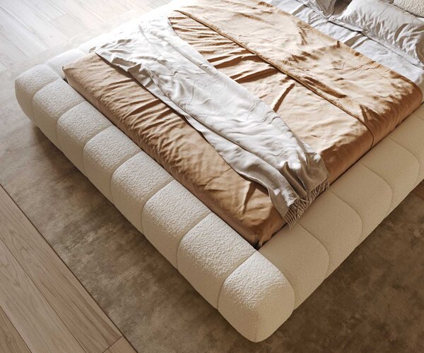 DELIFE Čalúnená posteľ Cutio 180x200 cm bouclé krémovo biela