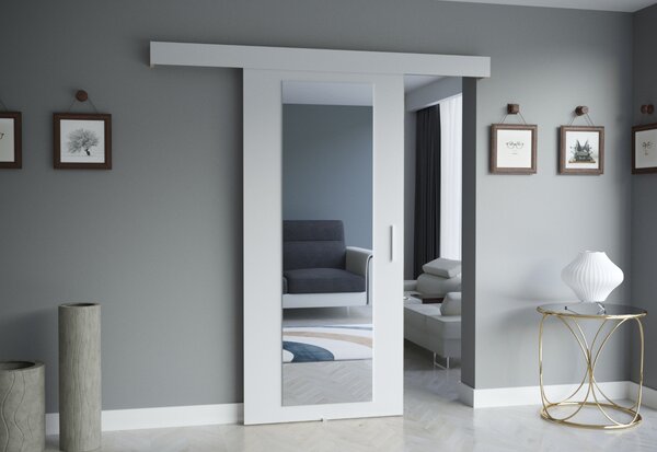 Posuvné dvere so zrkadlom SALWADOR II, 90x204, biela