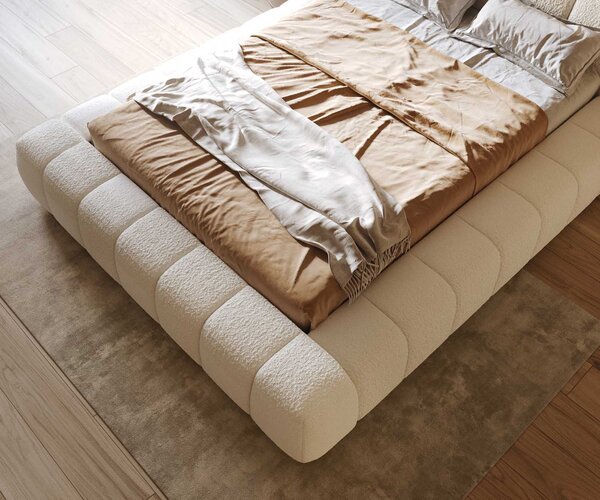 DELIFE Čalúnená posteľ Cutio 140x200 cm bouclé bielo-krémová
