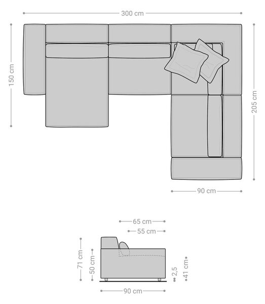 DELIFE Pohovka v tvare "U" Sirpio 300x210 cm mikrovlákno čierna ležadlo variabilné
