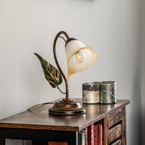 Stolová lampa Miranda 1-plameňová, bronzová, Hnedá / staromosadz, Obývacia izba / jedáleň, kov, Florentský
