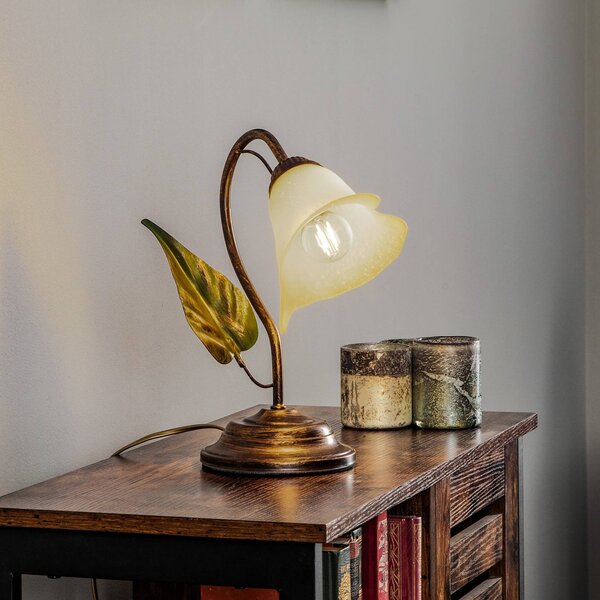 Stolová lampa Miranda 1-plameňová, bronzová, Hnedá / staromosadz, Obývacia izba / jedáleň, kov, Florentský