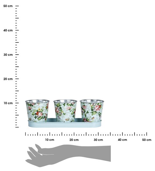 KOVOVÝ KVETINÁČ S MISKOU LEA SADA 3KS 11X32X10,5 CM VIACFAREBNÁ