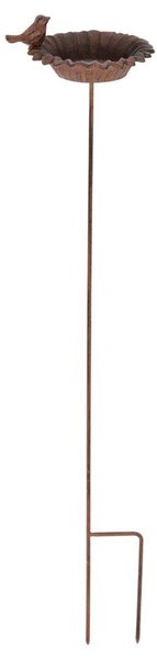 Zapichovacie napájadlo pre vtáky Blossom, 76x13,5 cm, liatina, hnedá