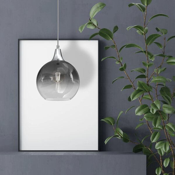 Závesné svietidlo Monte, 1x grafitové sklenené tienidlo, (fi 20cm), s