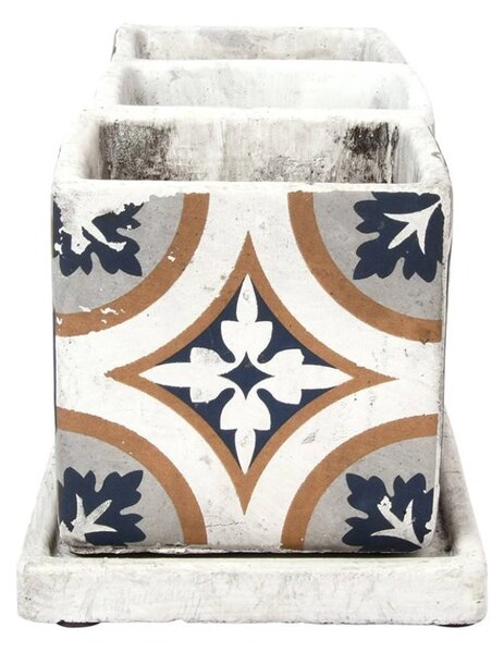BETÓNOVÝ KVETINÁČ S MISKOU AZULEJOS SADA 3KS 12,5X36X13 CM VIACFAREBNÁ