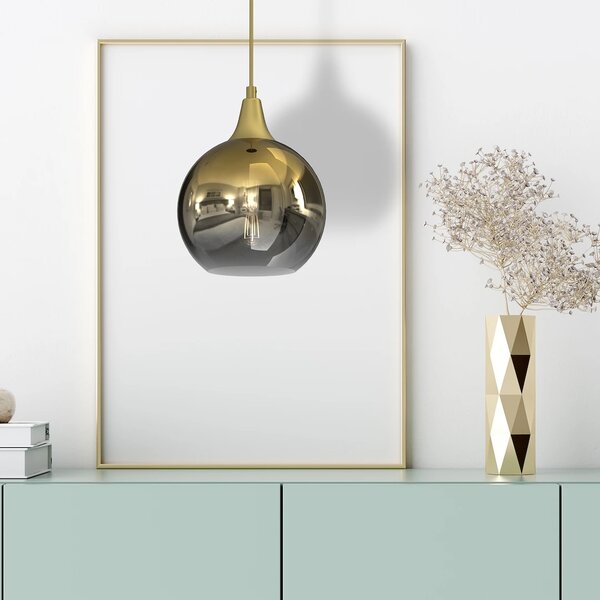 Závesné svietidlo Monte, 1x zlaté sklenené tienidlo, (fi 20cm), g