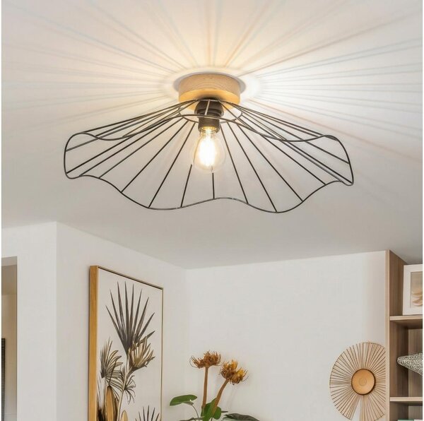 Brilagi - LED prisadený luster CERIA WIRE 1xE27/40W/230V pr. 60 cm čierna/dub