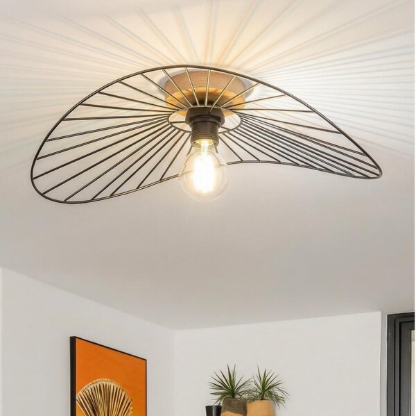 Brilagi - LED Prisadený luster CERIA WIRE 1xE27/40W/230V 40x56 cm čierna/dub