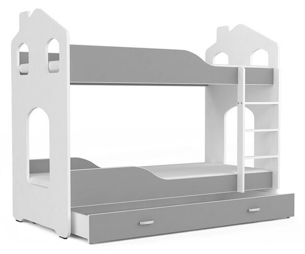 Detská posteľ PATRIK 2 Domek + matrac + rošt ZADARMO, 190x80 cm, šedá/šedá