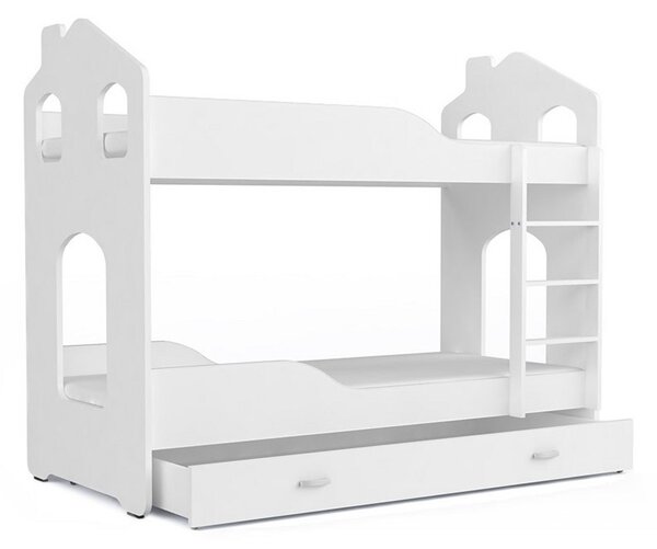 Detská posteľ PATRIK 2 Domek + matrac + rošt ZADARMO, 190x80 cm, šedá/biela