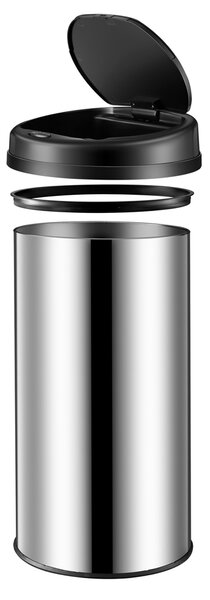 Bezdotykový odpadkový kôš s USB 40 L - strieborný