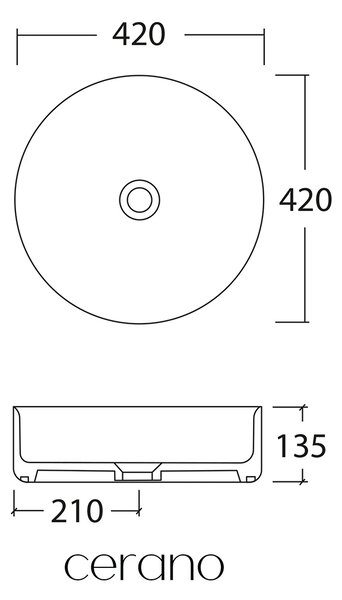 CERANO - Umývadlo keramické Marcello - na dosku - biela lesklá - Ø 42 cm
