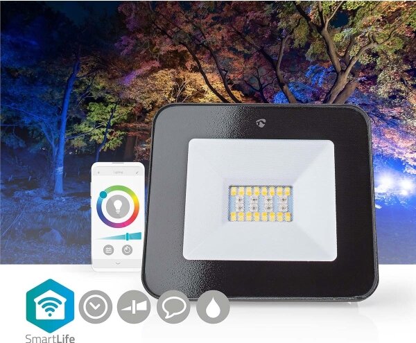 Nedis WIFILOFC20FBK-LED RGBW reflektor SmartLife LED/20W/230V Wi-Fi IP65