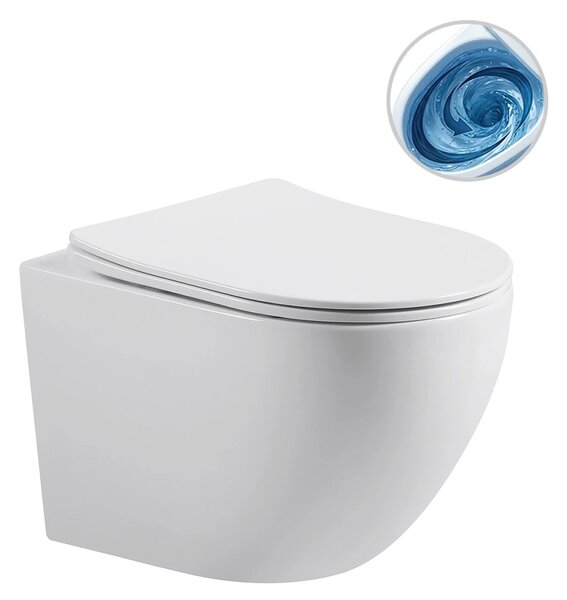 CERANO - Kompletný podomietkový WC set Lite/Cesso - biela lesklá - WC tlačidlo Duo. zlatá - na zamurovanie - 49x36 cm