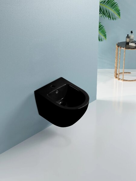 CERANO - Bidet závesný Verde - čierna lesklá - 36x49 cm