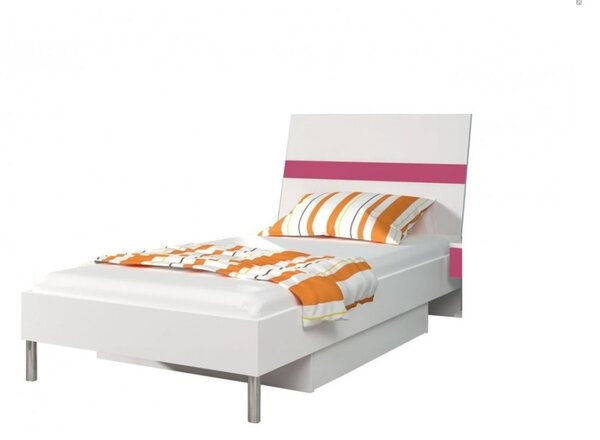 Detská posteľ DARCY P1, 90x210 cm, biela/ružový lesk