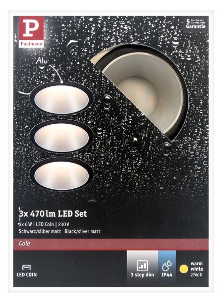 Paulmann 93408 - SADA 3xLED/6,5W IP44 Stmievateľné kúpeľňové svietidlo COLE 230V