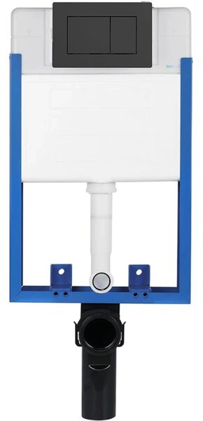 CERANO - Kompletný podomietkový WC set Lite/Dure - biela lesklá - WC tlačidlo Classic, čierne matné - na zamurovanie - 51x35 cm