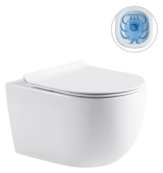 CERANO - Kompletný WC set sanitárny splach. modul - biela matná + WC závesné Felci, Rimless + Slim/UF sedátko - biela lesklá - 53x37 cm