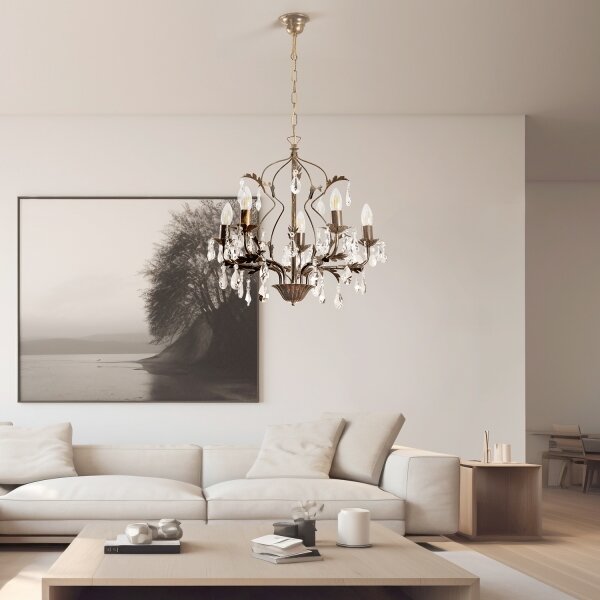 ONLI - Luster na reťazi TERESA 5xE14/6W/230V bronzová