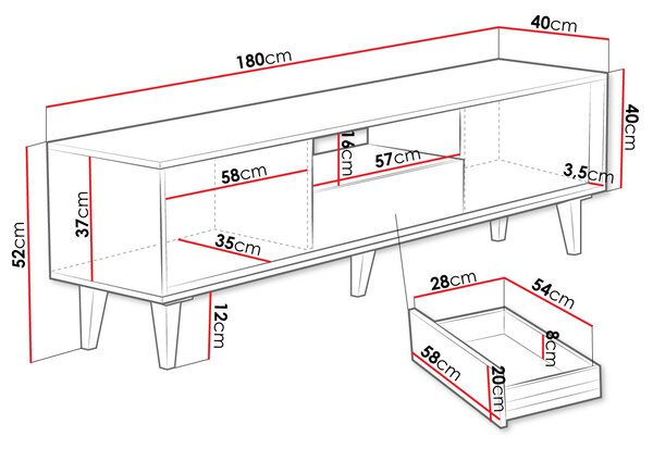 Široký stolík pod TV PRESIDIO - dub artisan