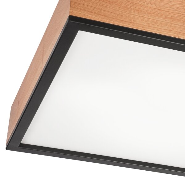 Stropné svietidlo OAK SQUARE 4xE27/15W/230V 48x48 cm dub/čierna