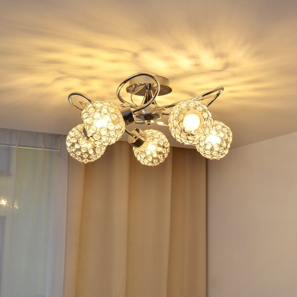 Prisadený luster SOPHIA 5xE27/15W/230V lesklý chróm/číra