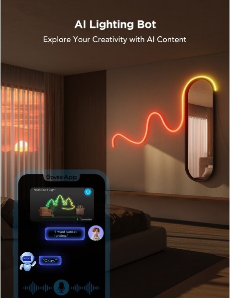 Govee - Neon 2 MATTER ohybný LED pásik 5m RGBIC Wi-Fi IP67