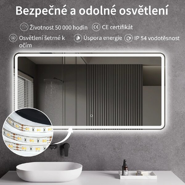 CERANO - Kúpeľňové LED zrkadlo Aspetto - 100x70 cm